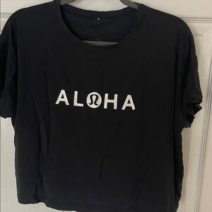 lululemon Cates Tee Cropped Black Aloha T-Shirt